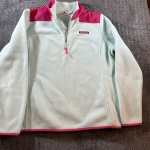 Vineyard Vines Shep 1/4 Zip Up M Mint Green & Pink Pullover Fleece Shirt Jacket‎